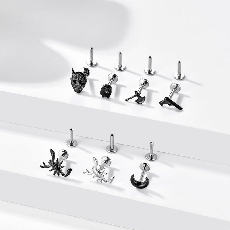 TOMIDES 1Pcs G23 Titanium Flat Back Earrings Studs 16g F136 Implant Grade Titanium Labrets Press Fit Threadless Push In Dainty Cartilage Helix Conch Lobe Lip Tragus Piercing Jewelry - Image 3